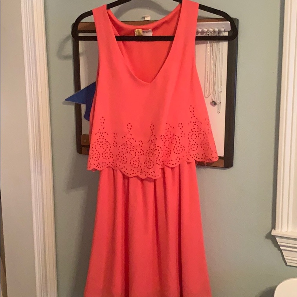 Short pink scalloped dress from boutique